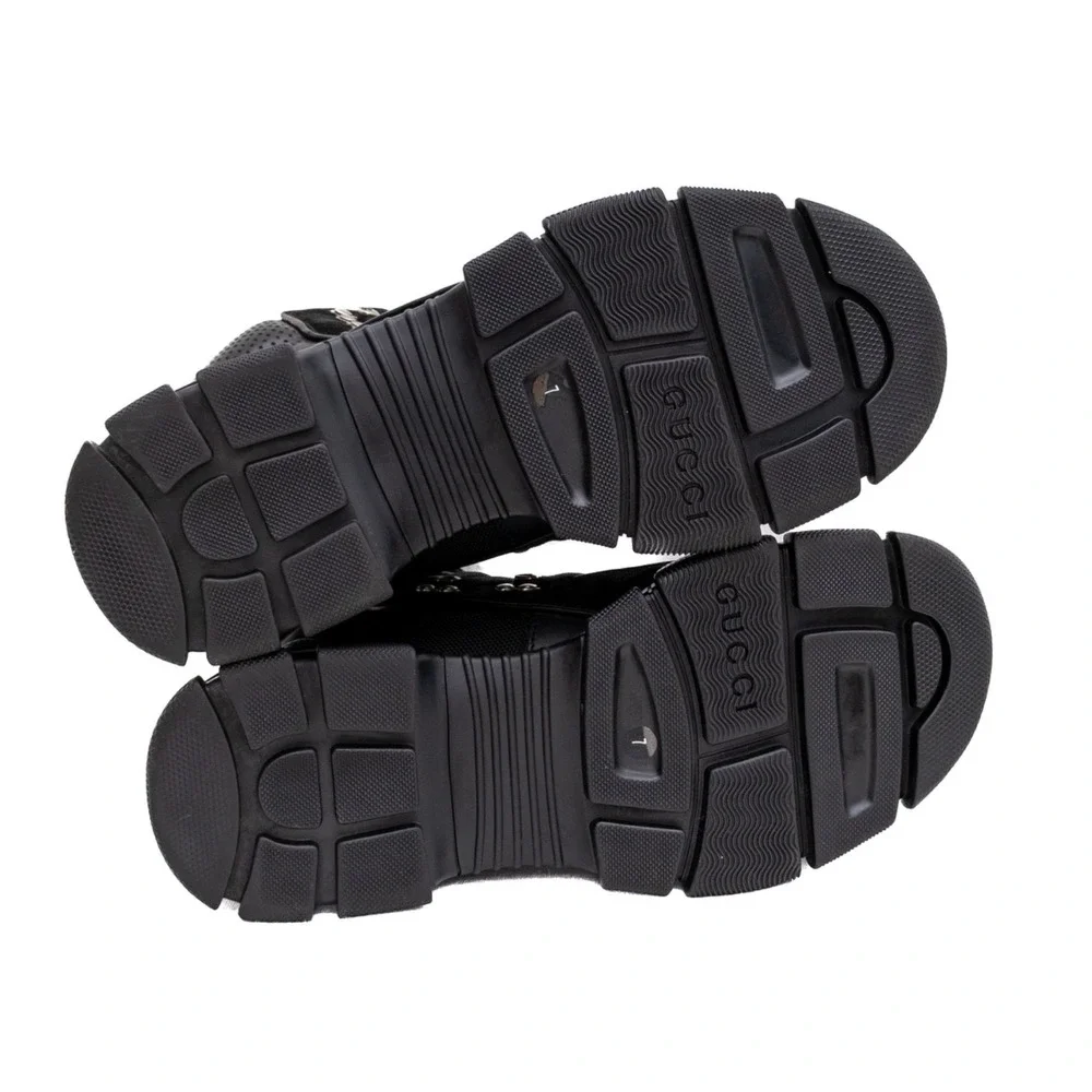 Gucci Flashtrek Black Leather High Top Hiking Boots‎ Mens Size UK 7 US 8 Chunky